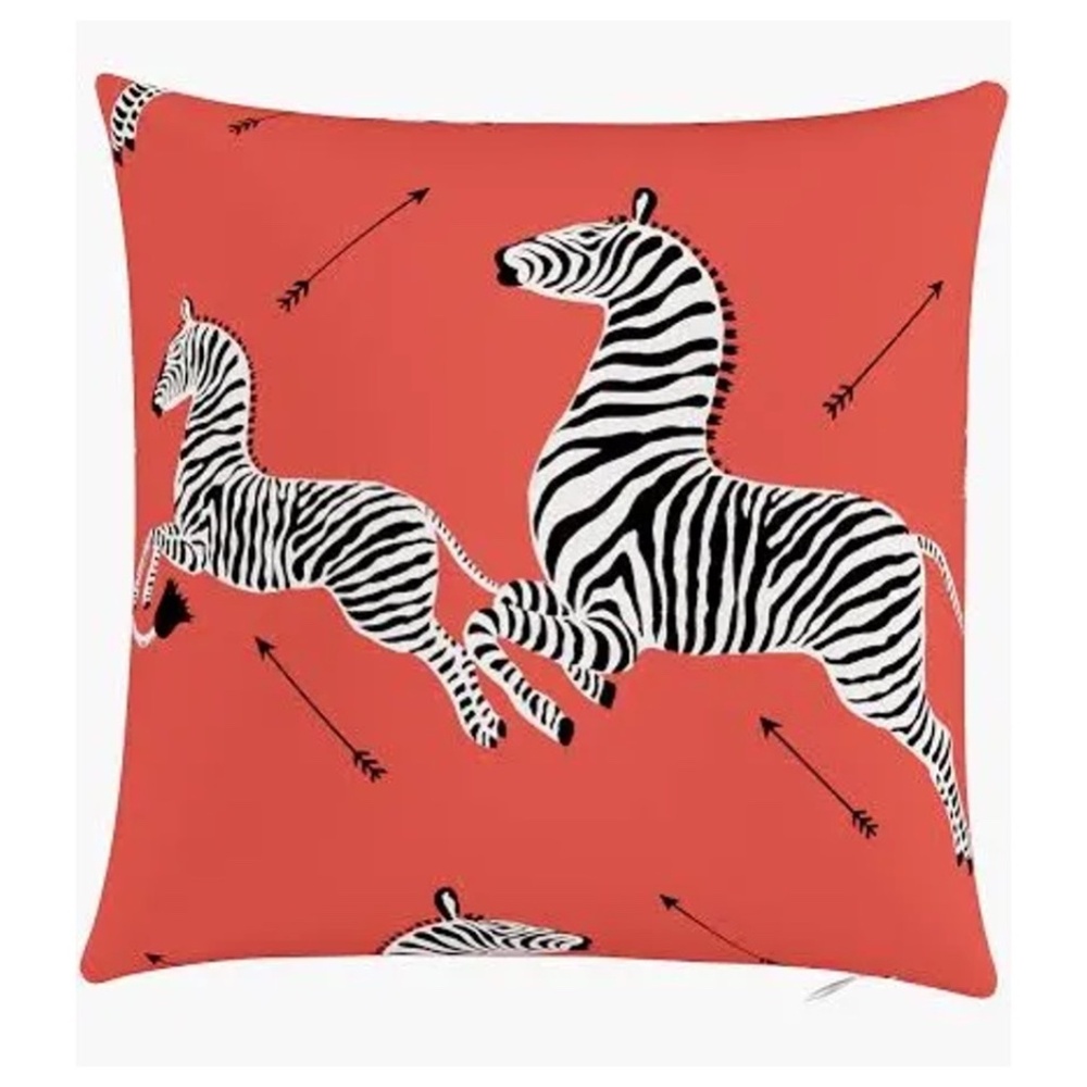 BRAND NEW Throw Pillow Coral Zebra by Scalamandré 18"x18" - Picture 2 of 10